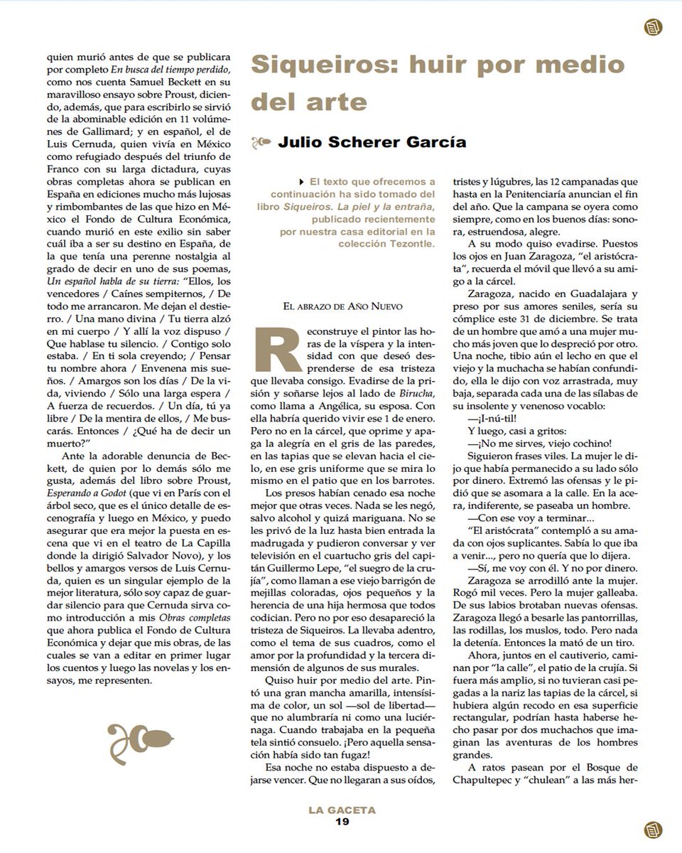 #SabíasQue
“Pasemos ahora a lo verdaderamente importante: la literatura”, de Juan García Ponce, apareció en el número 396 de 𝘓𝘢 𝘎𝘢𝘤𝘦𝘵𝘢 (diciembre de 2003) y fue el prólogo a sus 𝘖𝘣𝘳𝘢𝘴 𝘤𝘰𝘮𝘱𝘭𝘦𝘵𝘢𝘴, publicadas por el FCE.