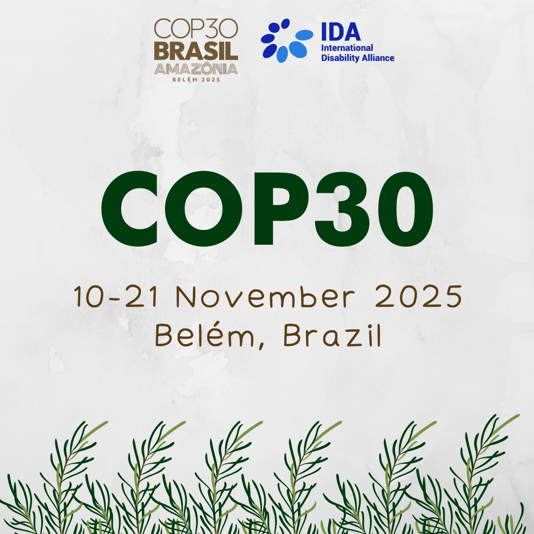 IDA_CRPD_Forum's tweet photo. #COP30 kicks off today in Belém, Brazil , the first ever held in the Amazon.
Persons with disabilities are 4x more likely to die in extreme weather, yet often excluded from climate decisions.
A sustainable future must be built by and for persons with disabilities. 
More info here: https://t.co/jRKQON0A0m
#DisabilityInclusion #ClimateAction #UNFCCC 
@VIERAJOSEMARIA