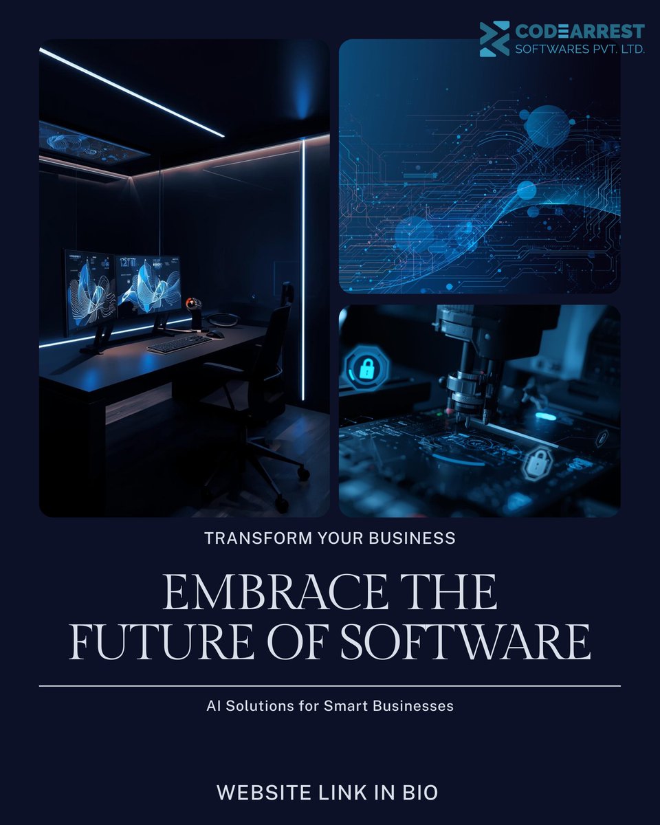 codearrest's tweet image. Stop adapting to change; start leading it. 🚀 Code Arrest provides the cutting-edge AI Solutions you need to Transform Your Business and dominate the digital landscape. Ready to embrace the future of smart software? 

Check the Link in Bio! 💡

#CodeArrest #FutureOfSoftware