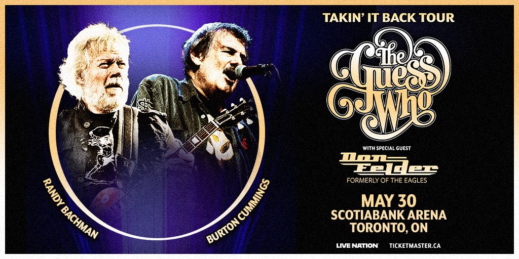 🎸 Get ready, Toronto! <a href="/theguesswho/">The Guess Who</a> are ready to rock <a href="/ScotiabankArena/">Scotiabank Arena</a>  May 30, 2026 — with special guest <a href="/donfelder/">Don Felder</a>  (formerly of The Eagles)!
🎟️ Tix on sale Fri at 10AM, or enter to beat the box office &amp; win yours early!
🔗q107.com/contest/34454/…