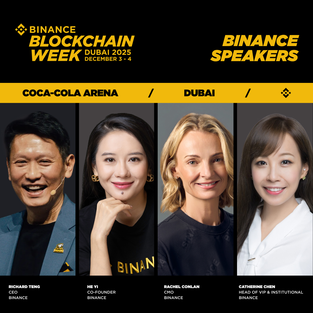 binance's tweet image. Get ready for an exclusive lineup of Binance leaders at #BinanceBlockchainWeek in Dubai!

📍 Coca-Cola Arena | Dec 3–4
🎟️ binanceblockchainweek.com