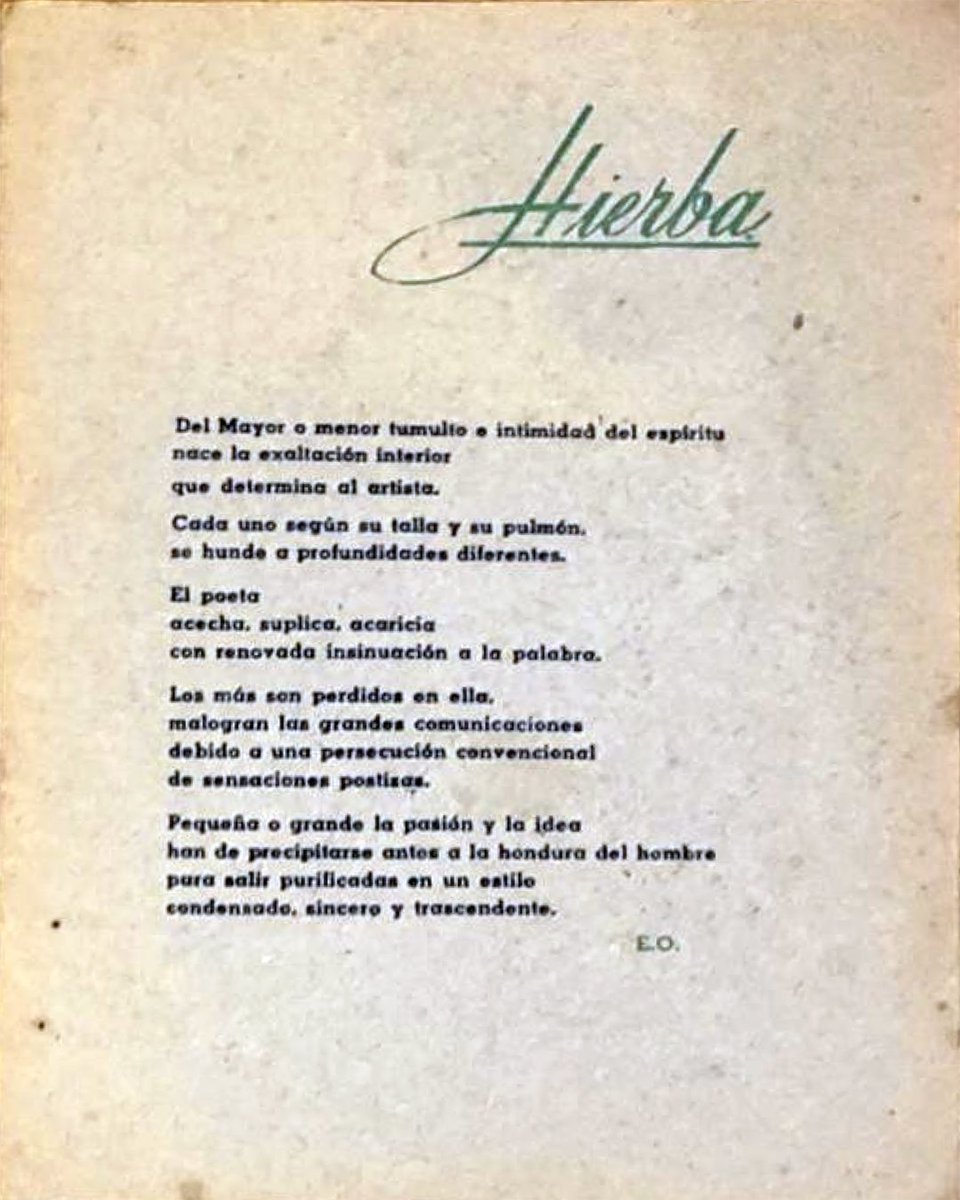 #Poesía #MujeresYRevistas
Fundada y dirigida por Enriqueta Ochoa, Gloria González Z. y José Herrera M., en la ciudad de Torreón, apareció la revista 𝘏𝘪𝘦𝘳𝘣𝘢 en 1952. En su número 2 (diciembre de 1952) se publicaron estos poemas de Ochoa.