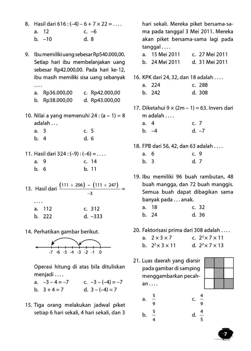 kvcetch's tweet image. 🌸 Fundamental Mathematics Practice
Belajar langkah demi langkah,dari konsep dasar hingga soal tricky 🧮

🗂 Materi: bil bulat dan pecahan
🧭 Sumber: Pdf Scribd

🌿 Save &amp;amp; share if this helps you 🌿
#ZonaBelajarSNBT #StudyVibes #UTBK2026