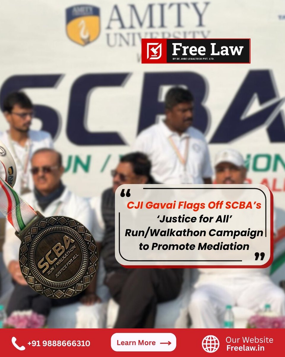 FreeLawIn's tweet photo. CJI Gavai Flags Off #SCBA’s ‘Justice for All’ Run/Walkathon Campaign to #PromoteMediation. #SupremeCourtUpdate #TreePlantation #EnvironmentalAwareness #JusticeForAll #freelaw
Read Full Update→ https://t.co/gEMqng3O56
Register Now at https://t.co/LhC5hJqErb https://t.co/e4gHdaWqBq