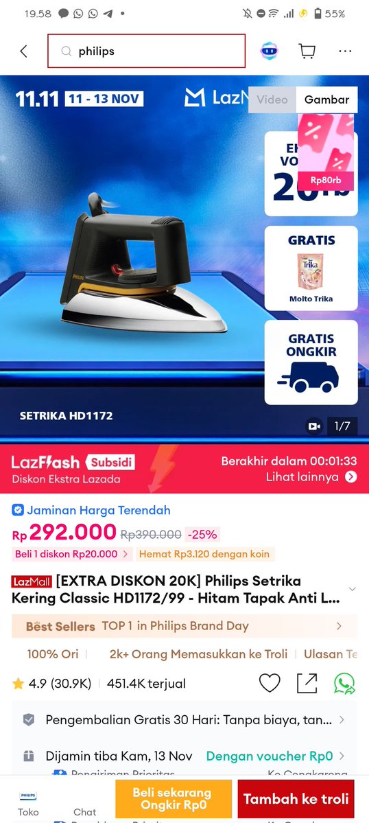 KinaSaima's tweet image. aku langsung tergiur dong sama Diskon Terbesar Tahun Ini di Lazada 🫠 Crazy Brand Mega Offer sampe 95% + voucher 1,1 juta, beneran gak bisa ditolak kalo ini hmm🤧
s.lazada.co.id/s.Zd5Uva