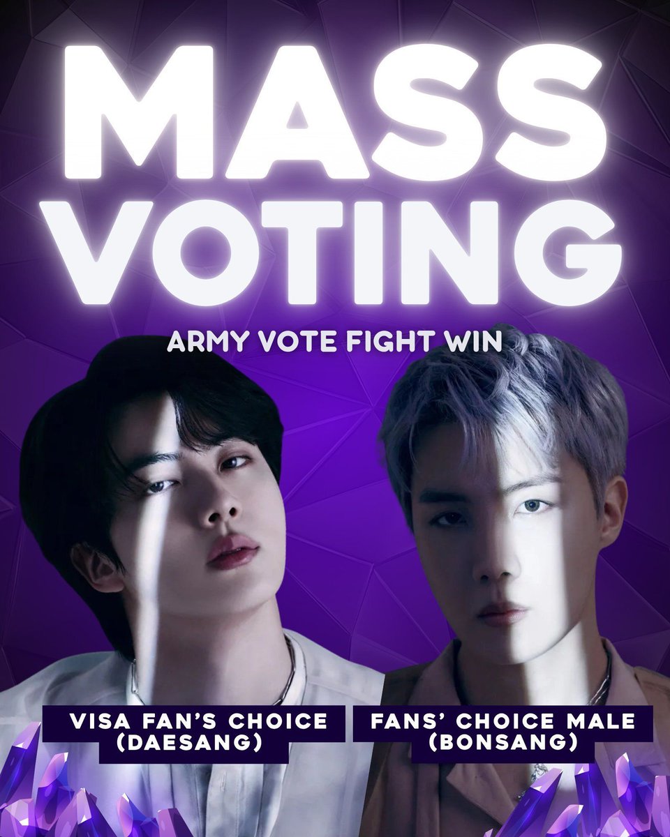 01Btsxarmy's tweet image. ✨MASS VOTING STARTS NOW✨

🚨2 HOURS LEFT TO VOTE🚨

For the last two hours, please join us ARMY! Cast your votes now!

✅ Push Jhope for Bonsang (Fans&apos; Choice)
✅ Prioritize JIN for Daesang (Visa Fans&apos;)
❌DO NOT SPLIT VOTES ON VISA

ARMY VOTE FIGHT WIN
share.mnetplus.world/2025-mama?hl=e…