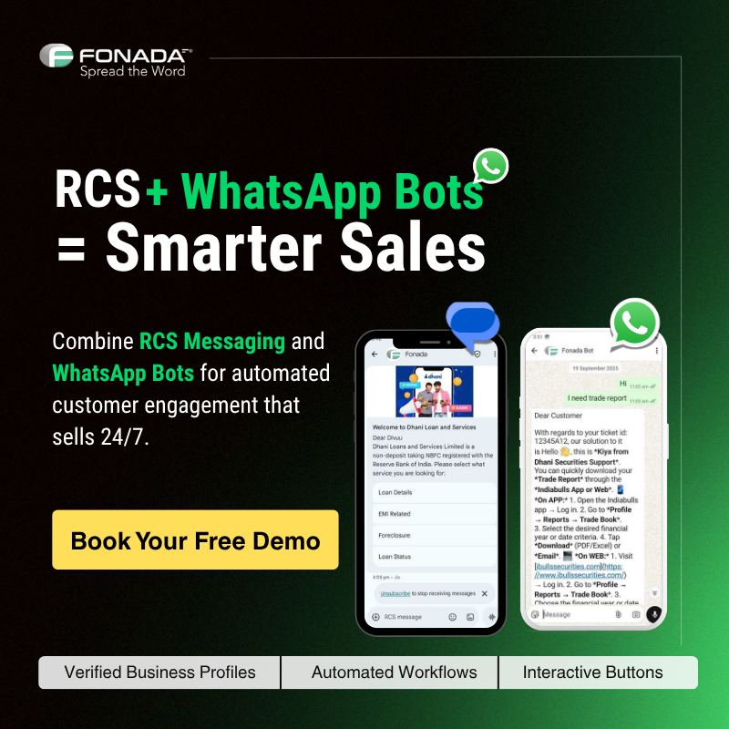 Combine #RCSMessaging + #WhatsAppBots for smarter, automated sales!

✅ Verified Profiles
✅ Automated Workflows
✅ Interactive Buttons

💬 Book your FREE demo now!

#Automation #Chatbots #Sales