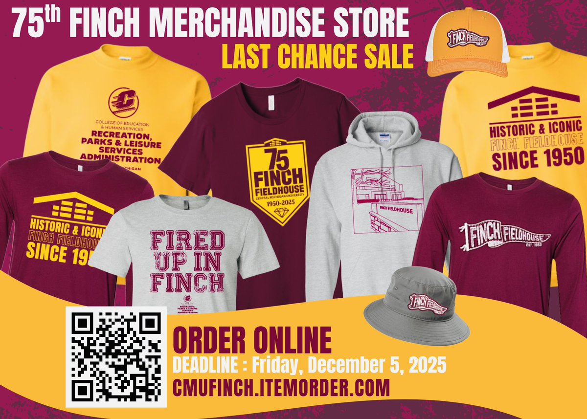 cmurpl's tweet image. LAST CHANCE STORE! Perfect for current students, graduating seniors, alumni and HOLIDAY GIFTS! 7 designs in 3 colors in t-shirts; sweatshirts; 1/4 zips &amp;amp; hats! STORE IS ONLY OPEN UNTIL DECEMBER 5TH!

cmufinch.itemorder.com
