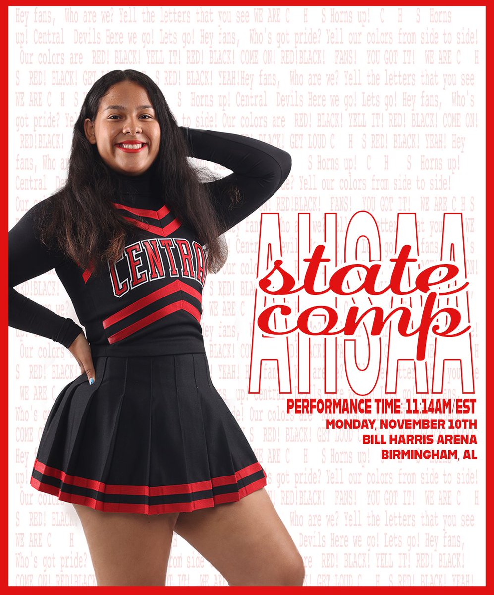 🤘Horns up for our Central High School Competition Cheer Team as they compete again this morning in Birmingham, AL at the Alabama High School Athletic Association State Competition!

Good Luck Red Devils ❤️
#PhenixCitySchools