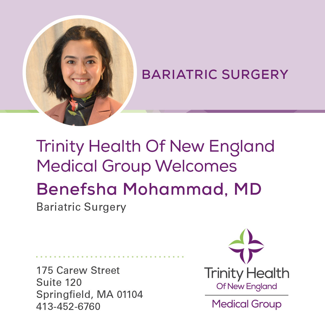 Benefsha Mohammad, MD, bariatric surgeon, is welcoming new patients in Springfield! 

To learn more and make an appointment, visit trinityhealthofne.org/provider/benef…