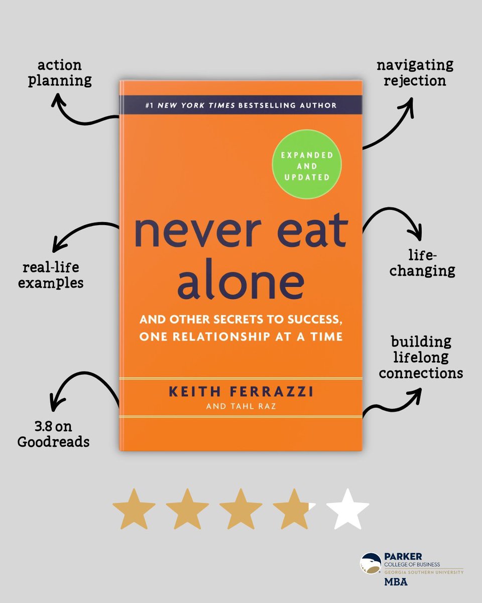 Looking to strengthen your networking and relationship-building skills? Our November MBA Book Club pick, Never Eat Alone by Keith Ferrazzi and Tahl Raz is perfect for you!

Learn more about this MBA Book Club pick and purchase here: linktr.ee/MBAGeorgiaSout…