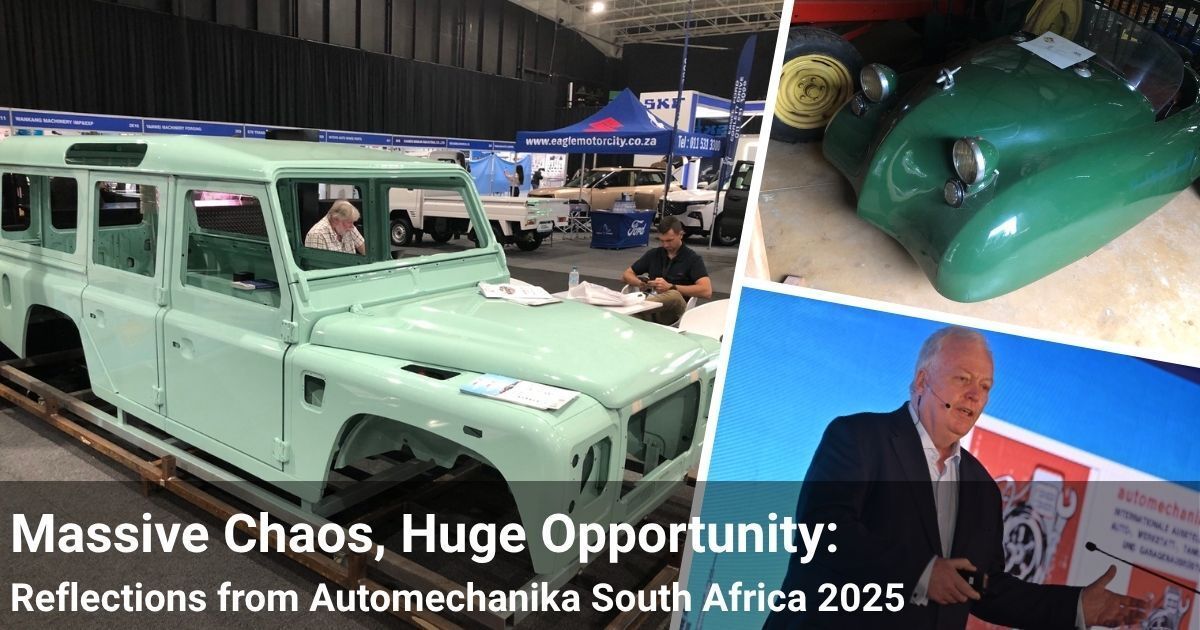 “Massive chaos, huge opportunity.”
Andrew Marsh’s insights from #AutomechanikaSA2025:
⚙️ China’s export wave
⚡ BEV law confusion in Europe
🔧 Repairers caught in the margin squeeze
Read the full piece →  buff.ly/Tzkf3hZ