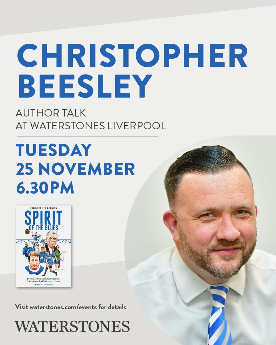 I'd love to see as many of you as possible joining <a href="/bally03/">Michael Ball</a> <a href="/SamCarroll0/">Sam Carroll</a> and myself at <a href="/WaterstonesLPL/">Waterstones Liverpool</a> as we discuss Spirit of the Blues and all things Everton

Booking required so please order your tickets below ⬇️

waterstones.com/events/christo…