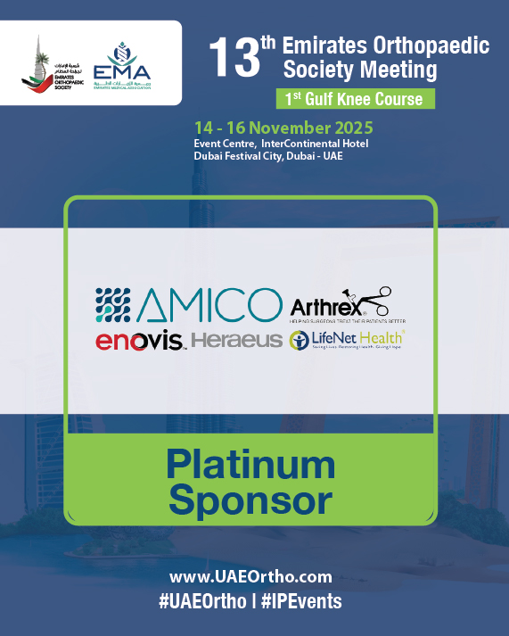 We are proud to welcome AMICO as a Platinum Sponsor for #UAEOrtho 2025!

Meet the team at the exhibition from 14–16 Nov. 2025 at InterContinental Dubai Festival City.

Register now: bit.ly/Reg2EOS

#UAEOrtho #AMICO #Orthopaedics #IPEvents