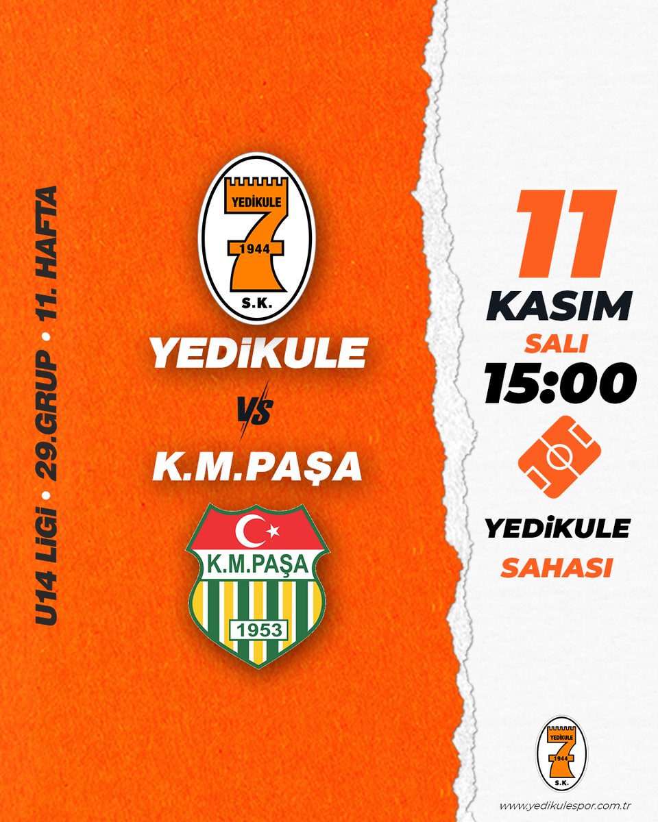 U14 ligi 11. hafta maçımız, 11 Kasım Salı günü, Kocamustafaşa spor ile Yedikule Sahasında oynanacaktır. Sporcularımıza başarılar diliyoruz. 🟠⚪️
#YedikuleninÇocukları