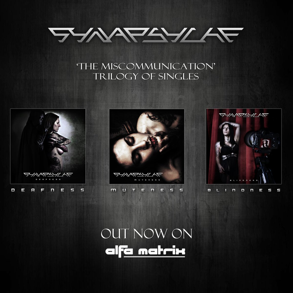 Get the Miscommunication trilogy NOW!

🙉 DEAFNESS: band.link/deafness
🙊 MUTENESS: band.link/muteness
🙈 BLINDNESS: band.link/blindnessep

#synapsyche #trilogy #miscommunication #EBM #dark #electro #darkelectro #industrial #electroindustrial