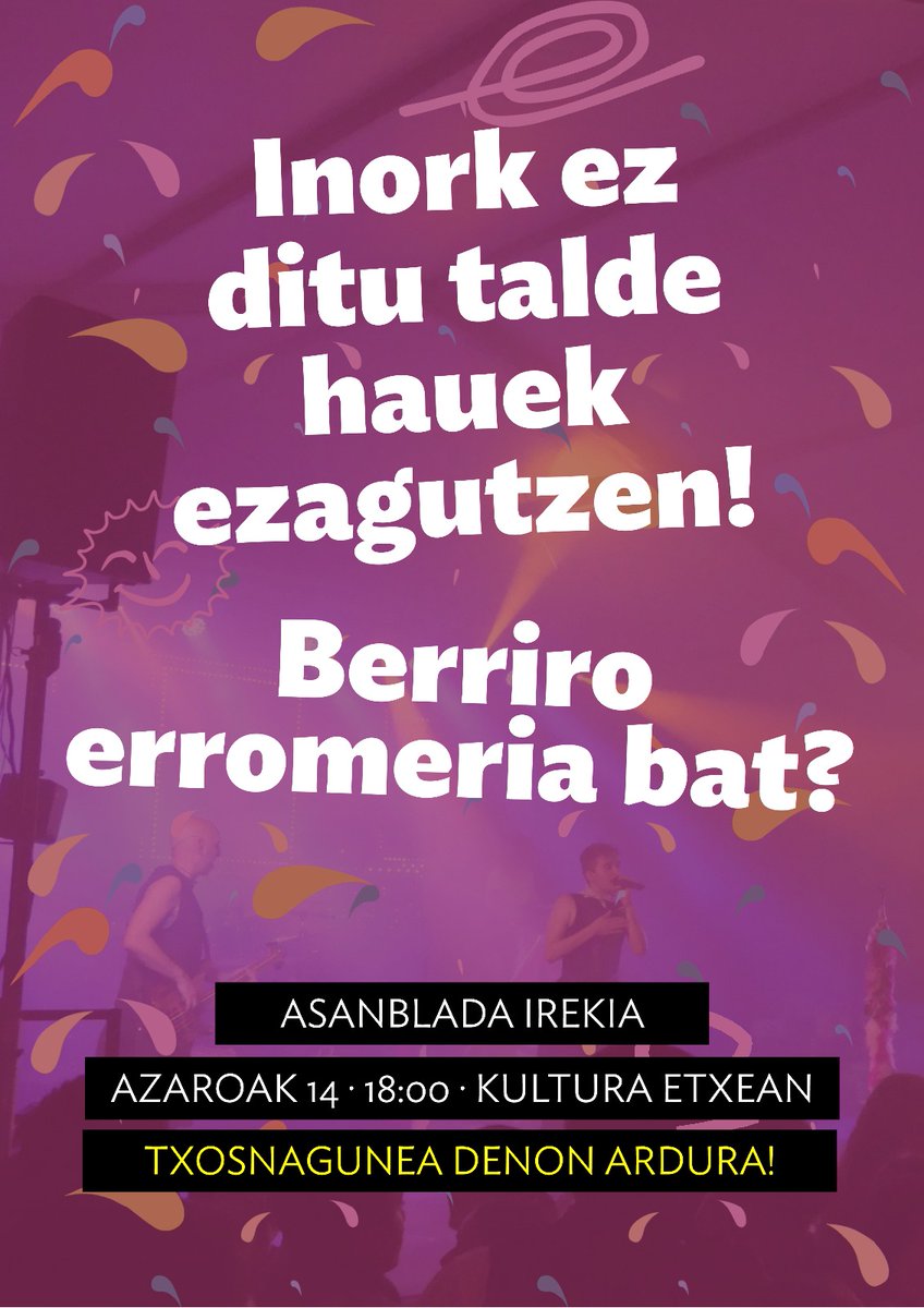 Txosnagunea denon ardura! Ostiralean denok kultur etxera 18:00etan! 🌈🗝️