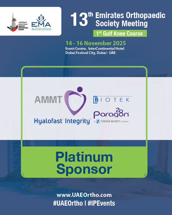 Proud to have AMMT Group as a Platinum Sponsor for #UAEOrtho 2025!
Meet the team at the exhibition from 14–16 Nov. 2025 at the InterContinental Dubai Festival City and explore solutions shaping the future of orthopaedic care.
- bit.ly/Reg2EOS
#UAEOrtho #AMMT #IPEvents