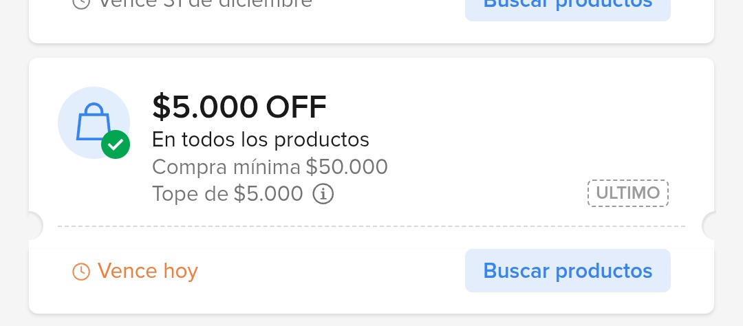 Cupon para mercado libre de $5.000 
ULTIMO
ULTIMAS
