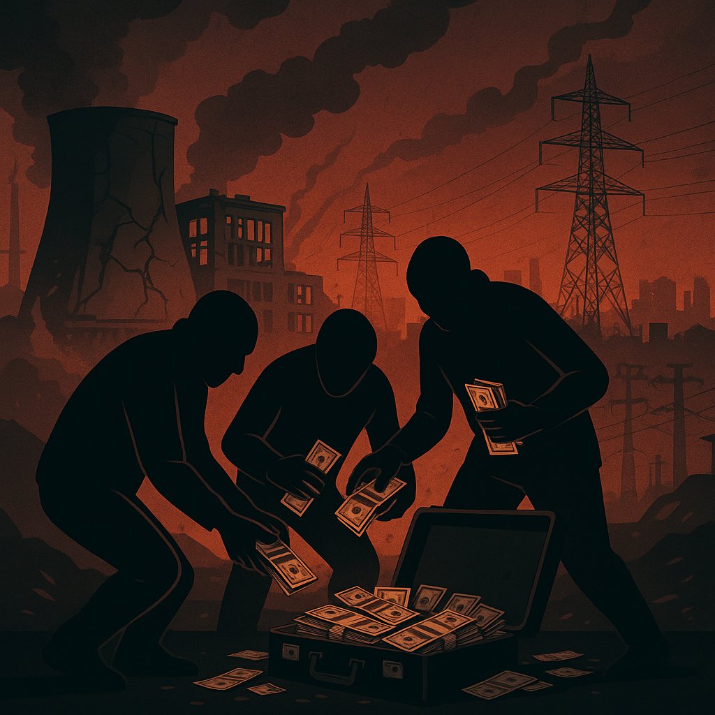 anatoliisharii's tweet photo. The most wonderful thing is that Zelensky’s closest circle was stealing billions from the energy sector. 

And this is precisely the sector to which the EU was sending the largest amounts of money. 

It is exactly the sector that, as Zelensky shouts, was destroyed by the Russians. 

They are marauders. Everyone who sends money to the marauders is an accomplice to their crimes.
