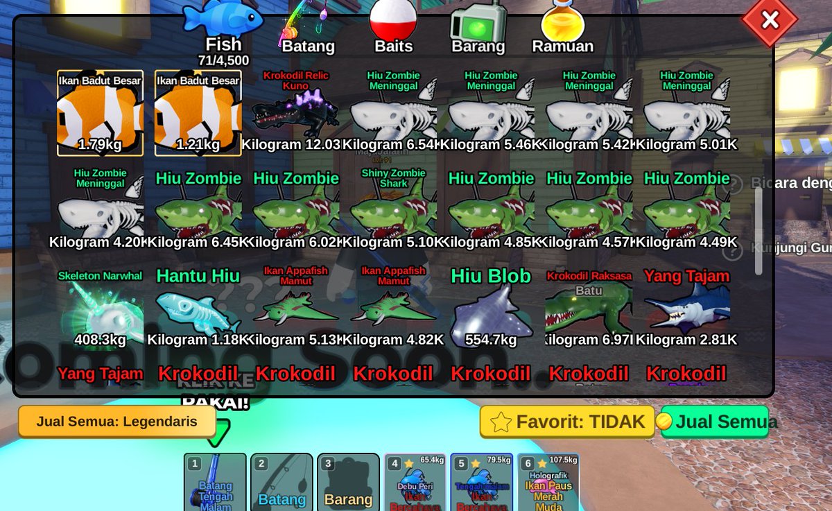 SALTigaaaaa's tweet photo. wts fish it

ikan2 koleksi:
mega zombie
mega biasa
kraken
worm fish
dll.
secret tumbal 1/8k (14ekor)
coin redy banyak, 1m 16k, ambil 4m lebih rate 15k
bebas tanya2 dulu, dijamin murmer ☝️
testi ada di profil ya 😁 https://t.co/b1zuQbqBPj