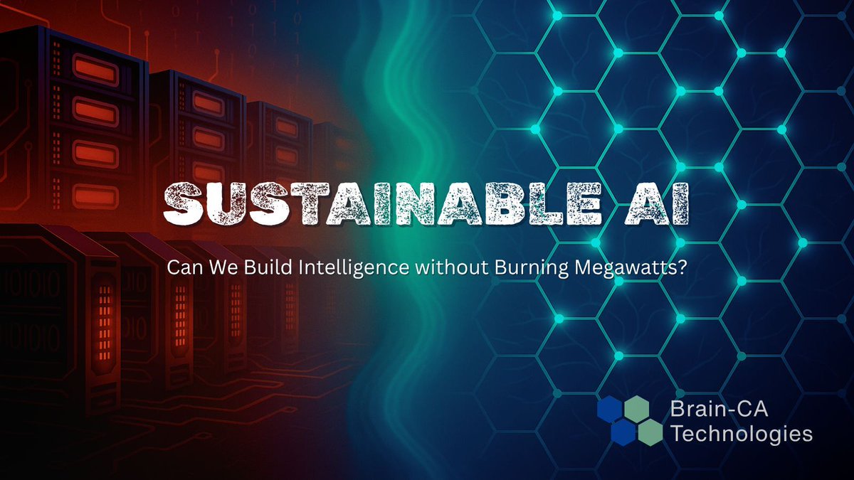 BrainCATech's tweet image. AI is powerful — and power-hungry.

Brain-CA Technologies is proving there’s a smarter way.

Discover how sustainable AI can learn fast, spend little, and move beyond megawatt-scale computing. 🌱

👉 brain-ca.com/sustainable-ai…

#SustainableAI #BrainCA