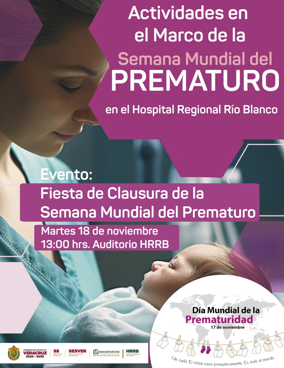 Ens_HRRB's tweet image. Semana Mundial del Prematuro
Clausura a las 13 horas.
"Brindemos a los bebés prematuros un buen comienzo para un futuro brillante"
#HRRB