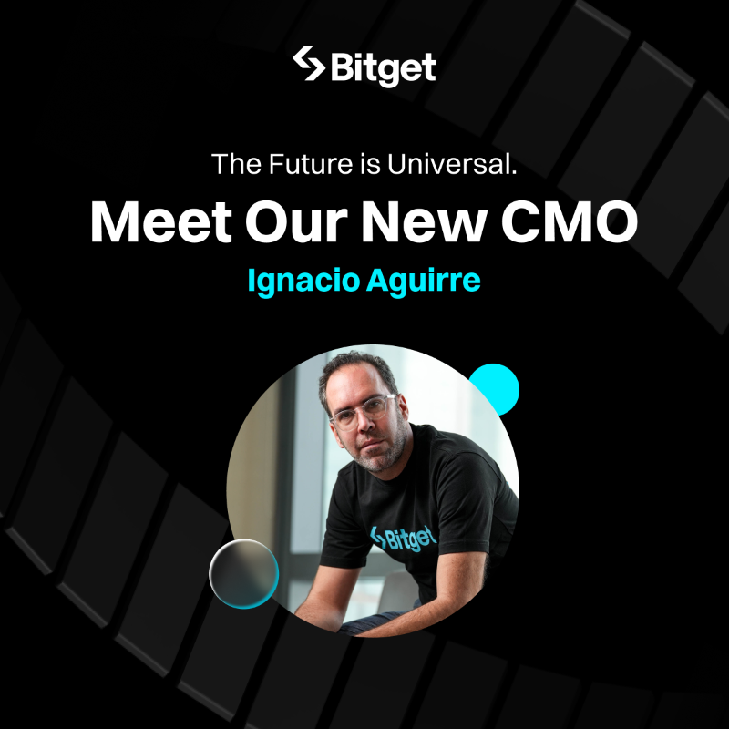 bitget's tweet photo. We’re thrilled to welcome Ignacio Aguirre Franco @ignaciobitget as Bitget's new CMO.

Ignacio joins us as we enter the next era of the Universal Exchange (UEX), doubling down on innovation, security, and trust.