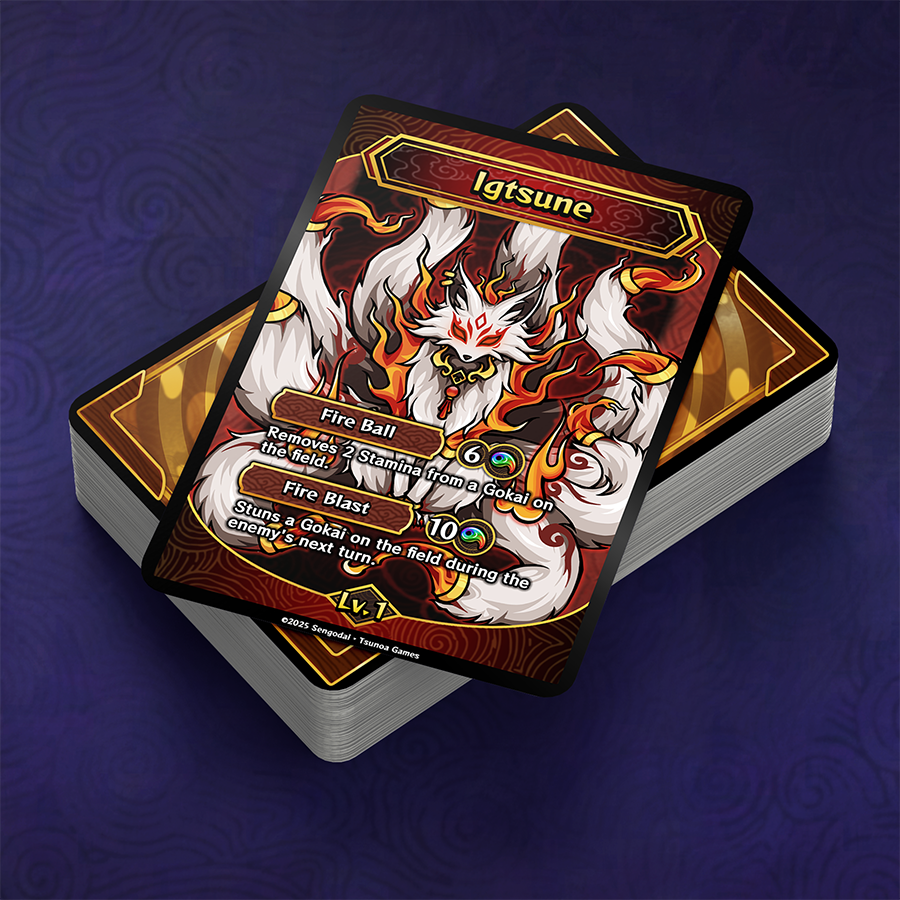 The Godami are powerful gods of the elements who will help you purify the lands of Sogen with their abilities! ✨

The fourth of these is Igtsune, the Fox of the Fire! 🦊🔥

Get this card in Sengodai, coming soon! ⛩️🃏

#indiegame #gamedev #gaming #godotengine #madewithgodot