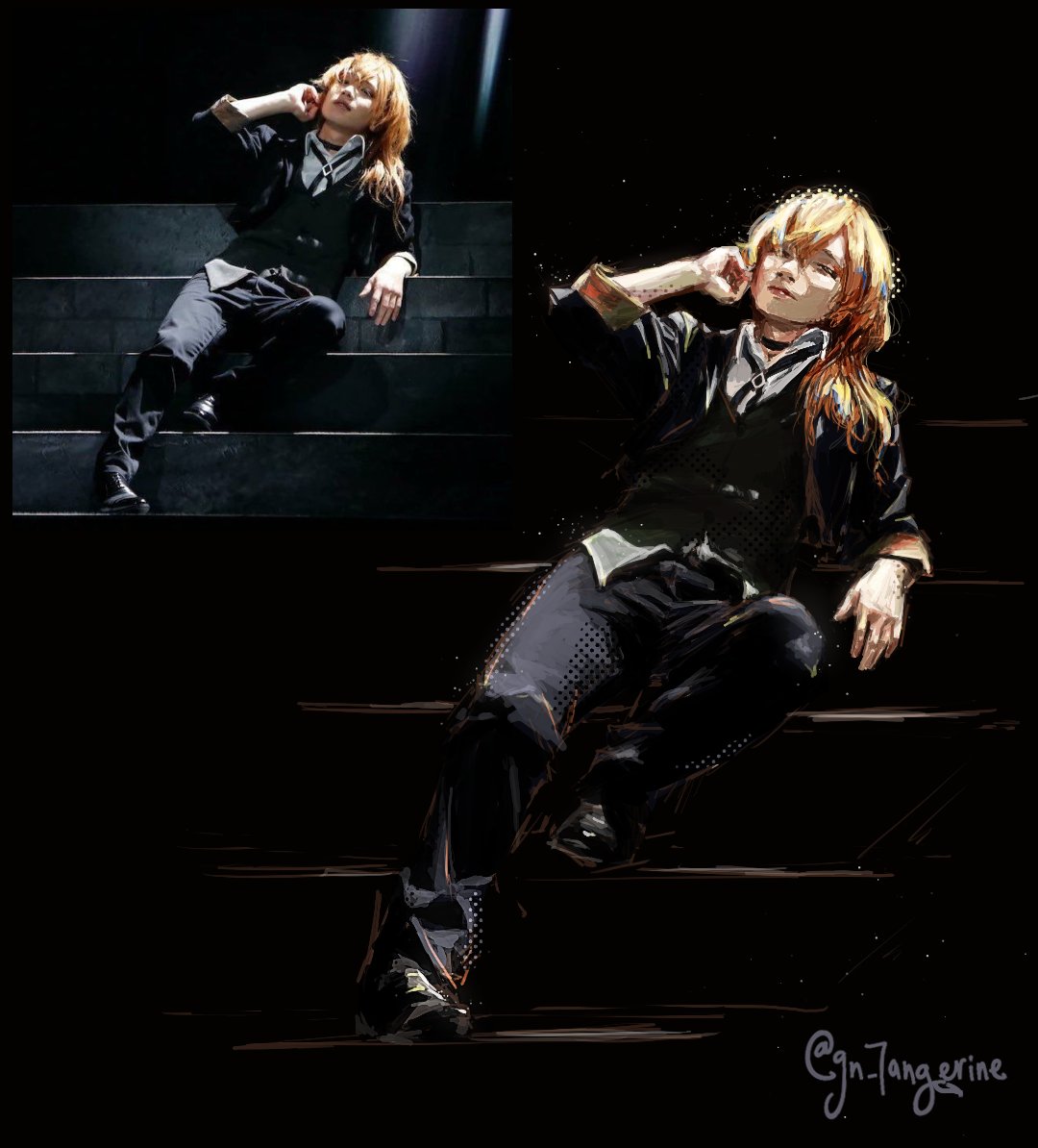 uni_tanuu's tweet image. I drew chuuya&apos;s stage actor

#Chuuya #BSD