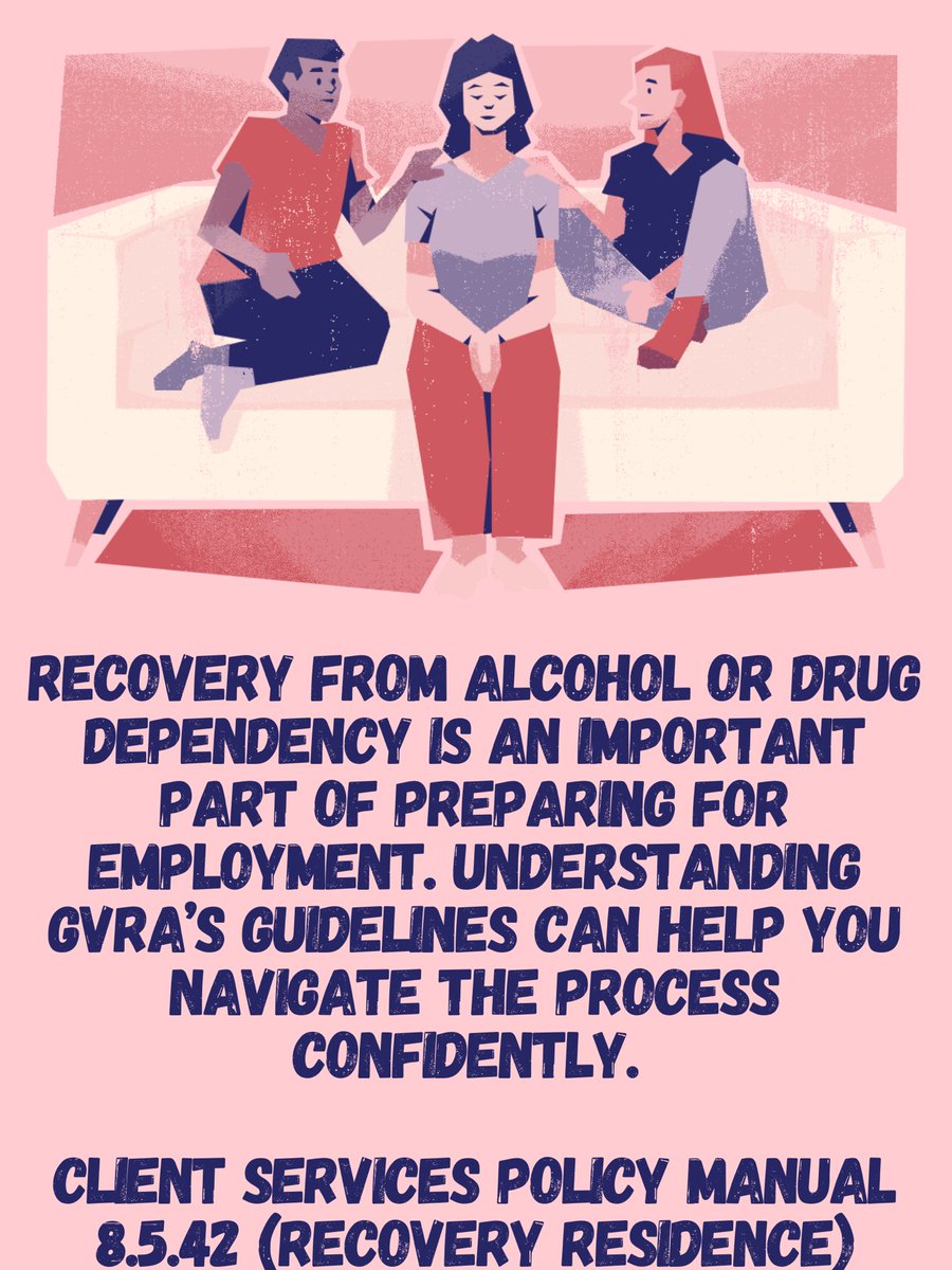 GVRA may authorize placement in a recovery residence for eligible individuals recovering from alcohol or drug dependency — but only when the individual is actively receiving treatment as a primary rehabilitation service. 

#addiction #recovery #vocationalrehabilitation