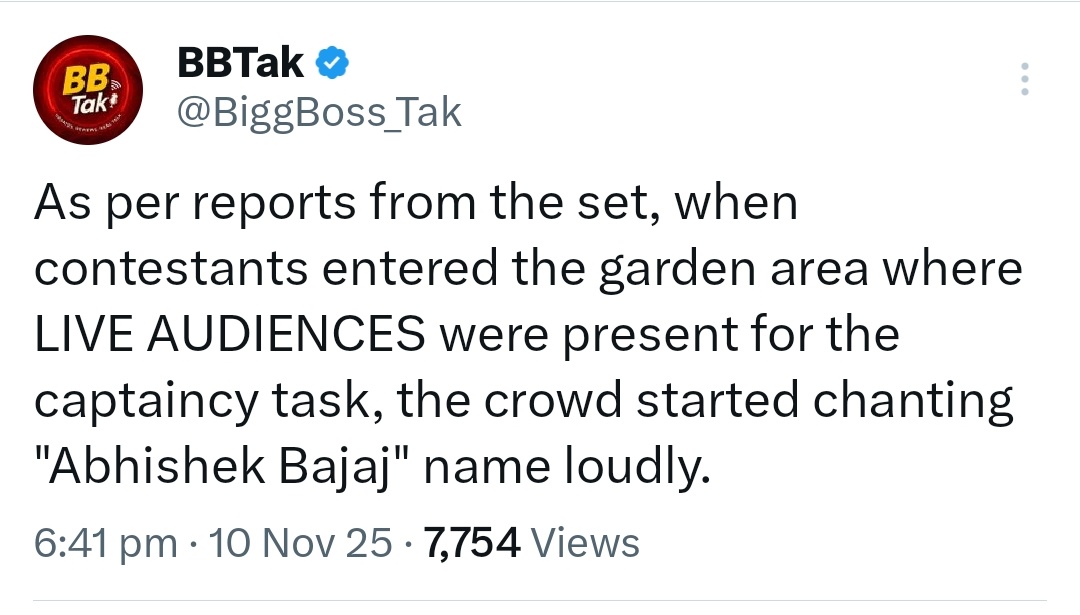 WeTheThinkers's tweet photo. I want to see this😭

I hope they don't cut this part if it's true. 

We all know Abhishek is the real winner of this season. 

Dekhna h sabka face Jab aisa hoga, Bahubali wali feeling aayegi. 

AUDIENCE WANTS ABHISHEK BACK
#AbhishekBajaj #BiggBoss19 https://t.co/ha8A3Fn4Ri