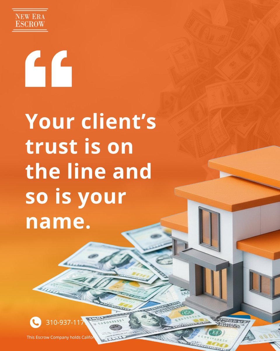 neweraescrow_'s tweet image. In real estate, trust isn’t optional—it’s everything. Protect your clients, protect your reputation.

#RealEstateTrust #ClientFirst #EscrowExperts #HomeBuying #RealEstateTips #TrustedProfessionals