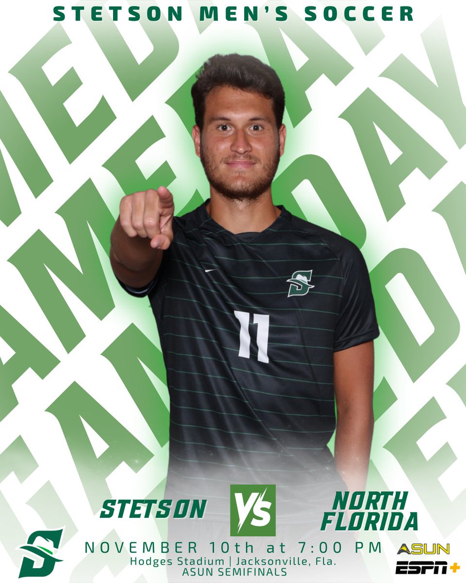 𝗢𝗻𝗲 𝘄𝗶𝗻 𝗳𝗿𝗼𝗺 𝘁𝗵𝗲 𝗔𝗦𝗨𝗡 𝗙𝗶𝗻𝗮𝗹.

🆚 North Florida Ospreys
🕖 7:00 PM
📍 Jacksonville, FL
📺 bit.ly/3JBxNQ1
📊 bit.ly/4fVVq0R

#GoHatters | <a href="/StetsonHatters/">Stetson Hatters</a>