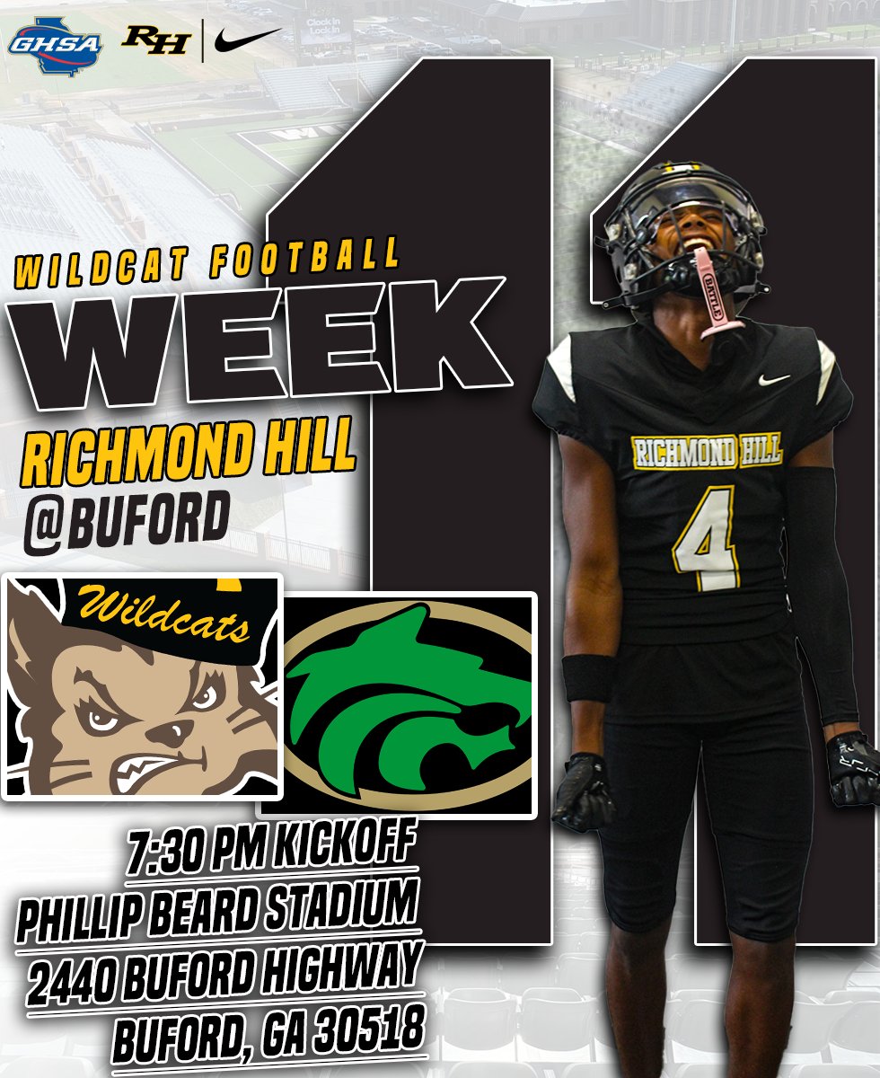November football hits different.
Its Playoff Week for your Wildcats
We travel to Buford Friday night. 
#BTH #ClockInLockIn #Playoffs