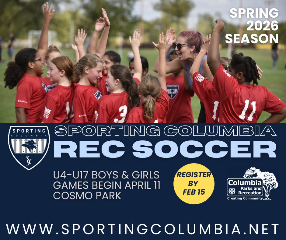 SportingCSC's tweet image. Spring 2026 Rec Season registration is now open! 🌼⚽
Secure your spot for the upcoming season and join the Sporting Columbia family.
Register today 👉 sportingcolumbia.net/rec