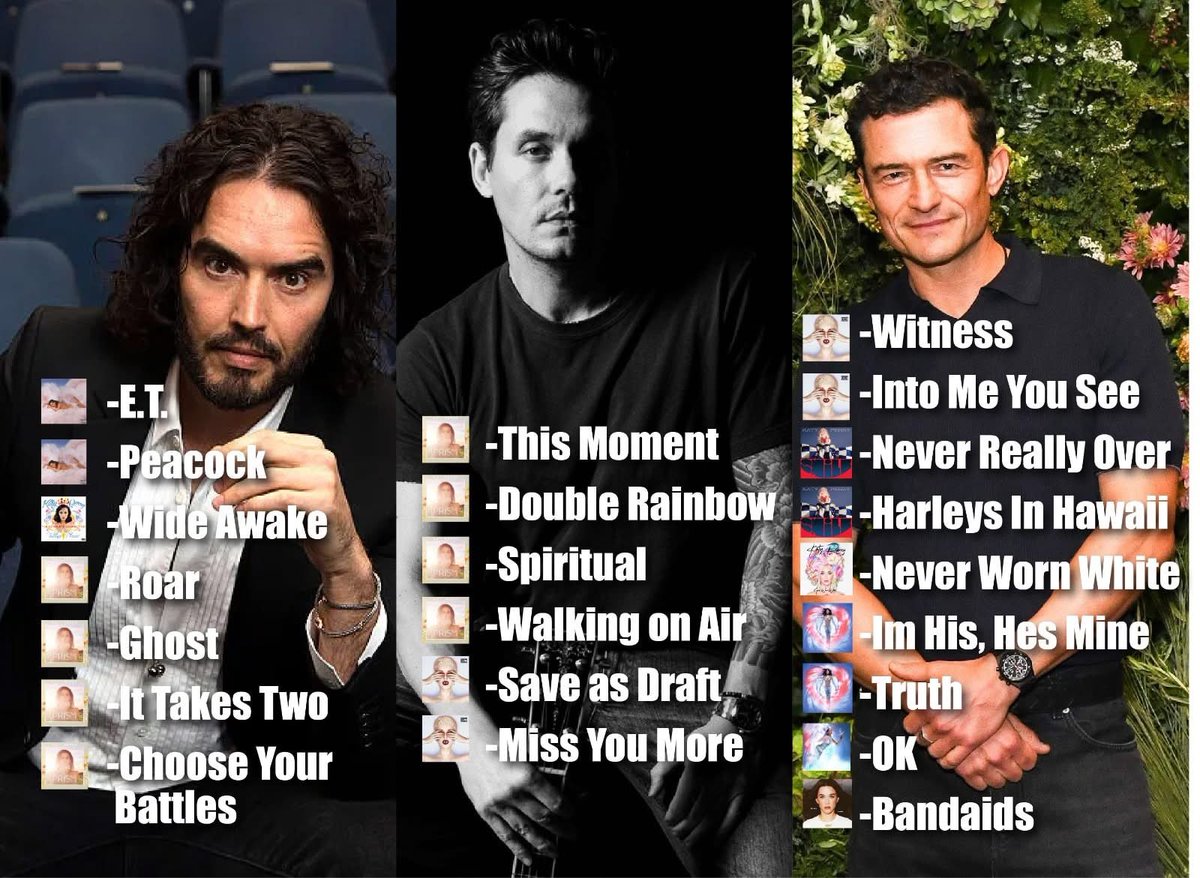 (Found this from Facebook) Apparently these are the songs dedicated to Katy’s exes.