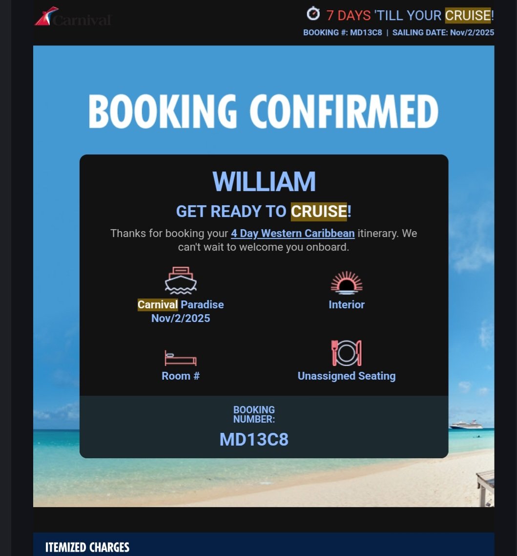 WilliamPrice856's tweet photo. @CarnivalCruise I was denied boarding in Tampa on booking MD13C8 after being misled by staff wearing Carnival uniforms who weren’t even Carnival employees. As a shareholder and loyal guest, I’m requesting a full review and refund  this experience was deceitful and unacceptable. https://t.co/BBMrphZwOm