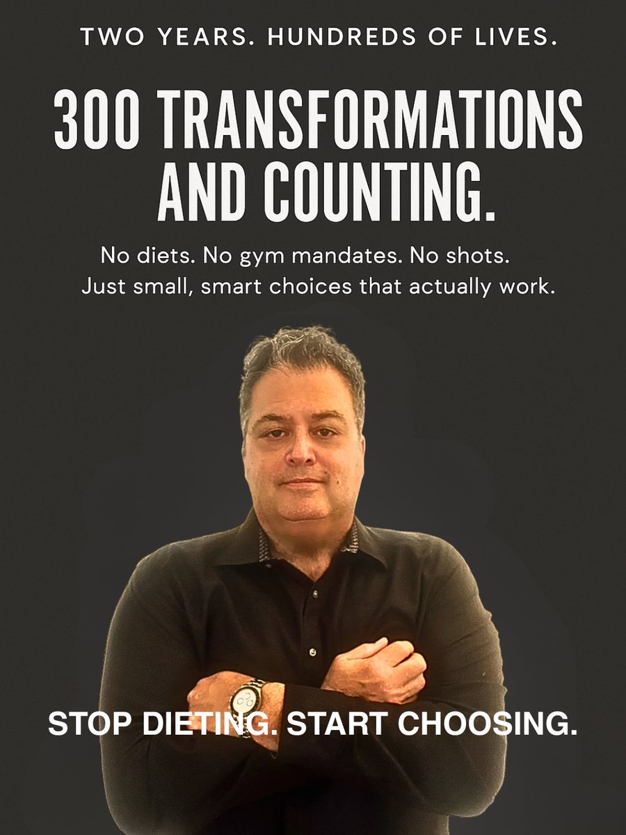 ResslerGuide's tweet image. I just quietly signed my 300th transformation client.

No diets. No gym mandates. No shots. No bullshit.

Just small, smart choices that actually work.

Choice — not willpower — changes everything.

#StopDietingStartChoosing #TransformationGuide #JonathanRessler