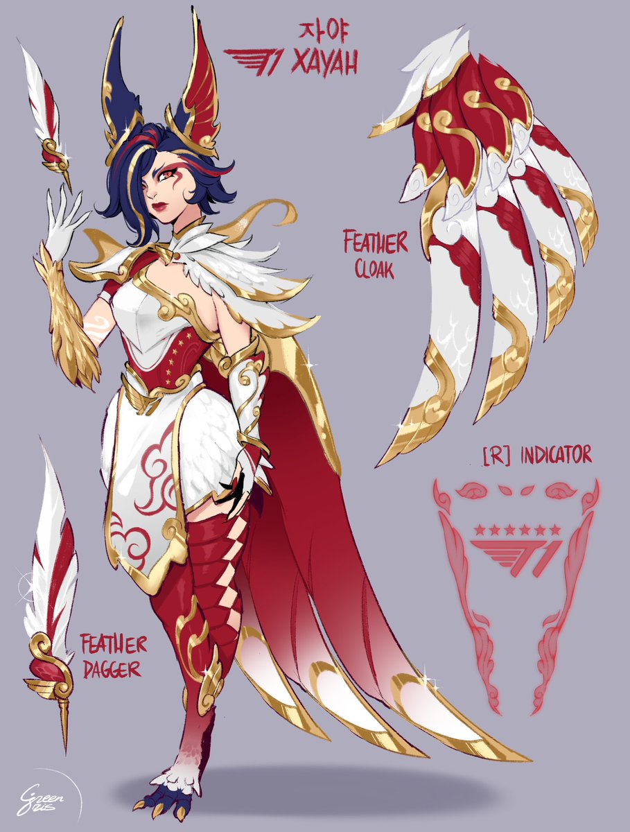 greeniris_'s tweet image. Gumayusi won Worlds yet again so I made a #T1 #Xayah fan skin in his honor~ Hope you all like it ✨ 

Rakan coming soon…