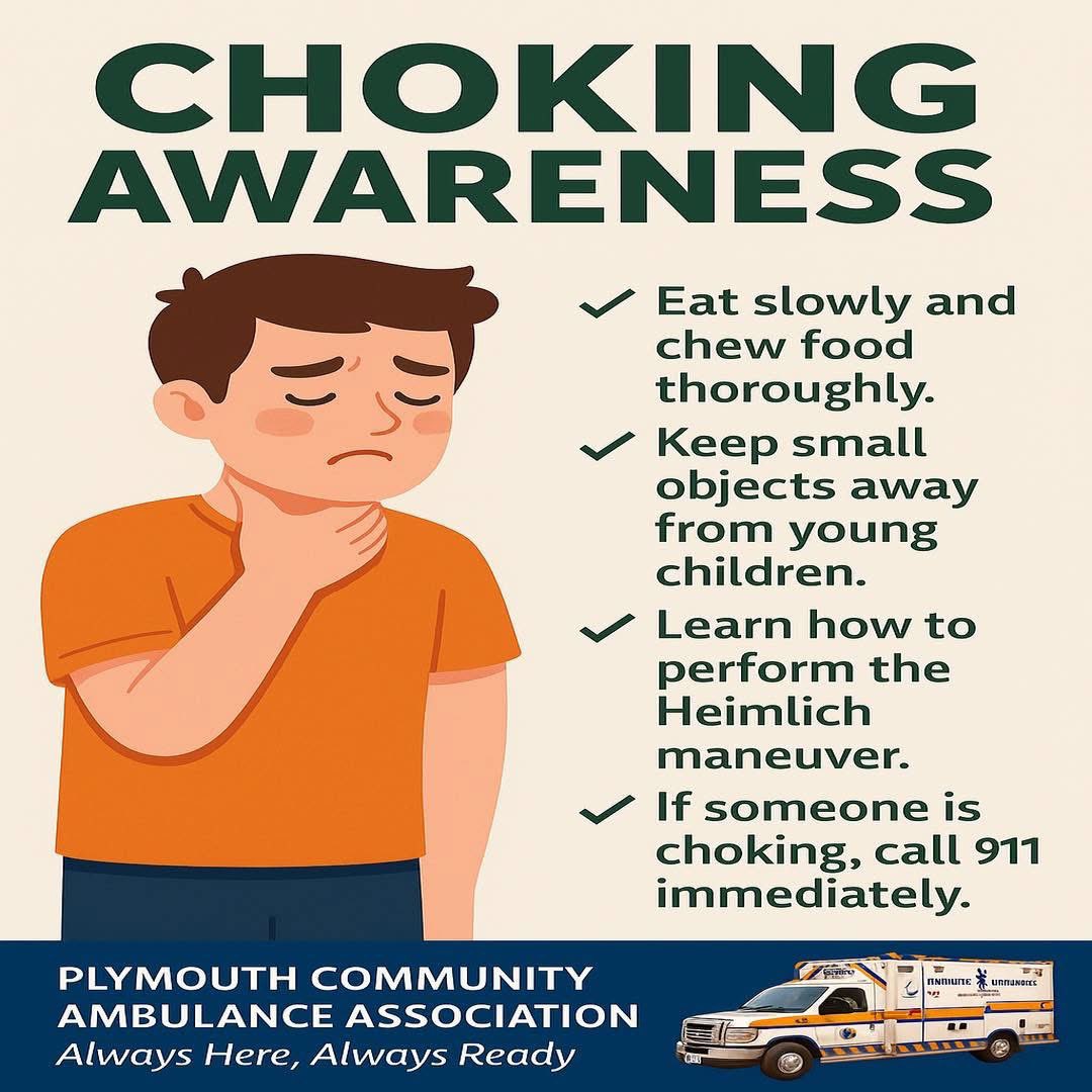 medic308's tweet image. 🚑 CHOKING AWARENESS 🩵

Choking can happen anywhere — at home, at dinner, or even during a laugh. 

Knowing what to do in those critical seconds can save a life.
clear

Plymouth Community Ambulance Association. Always Here, Always Ready. 🚑

#pcaa #medic308
