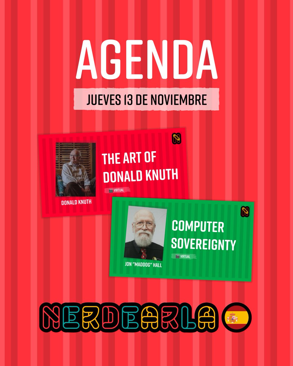 nerdearla's tweet image. Agenda de la primera edición de #Nerdearla en España 🇪🇸 | Jueves 13 de noviembre

🚀 Charlas y workshops virtuales por streaming para todo el mundo

Descubre la agenda completa y todos los horarios en ➡ nerdearla.es

En Nerdearla podrás disfrutar de:
✅ Charlas y…