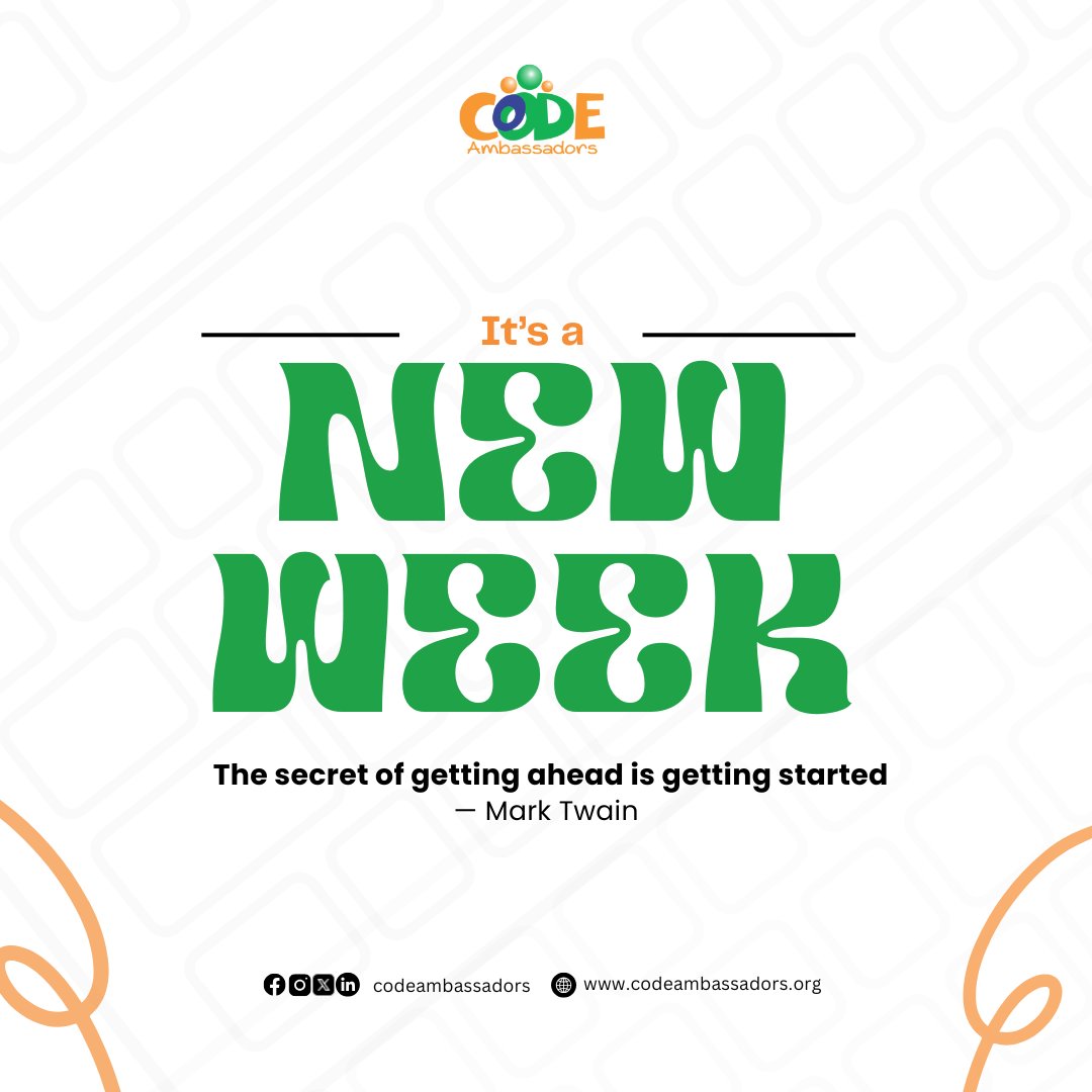 codeambassadors's tweet image. It&apos;s a new week!!!🎉

What are you getting started with?
Old or new goals, go ahead and start.

To start your child&apos;s tech journey this week, you can send us a DM.
.
.
.
hashtag#CodeAmbassadors hashtag#Coding hashtag#Codingclasses hashtag#Newweek hashtag#Kidsintech hashtag#STEM