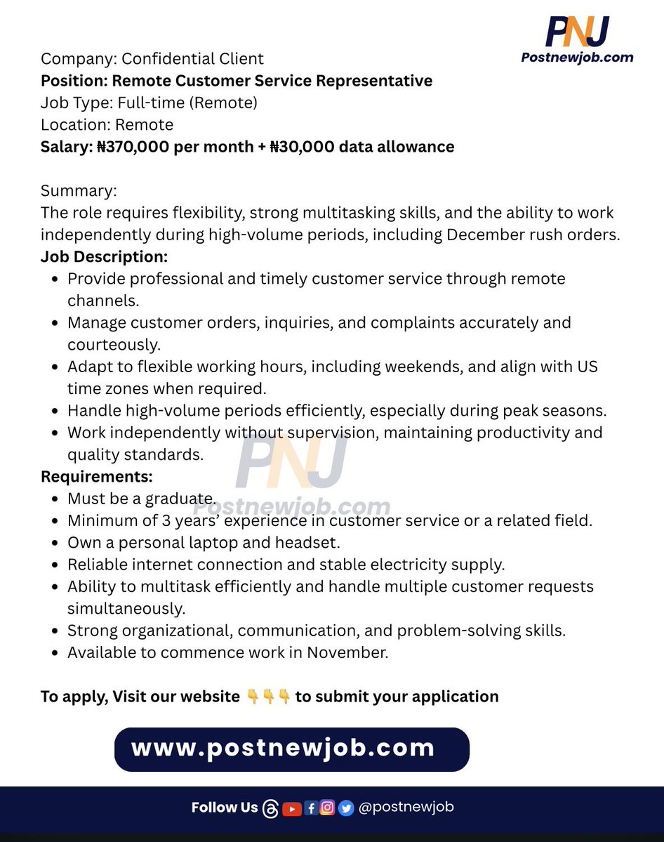 jobinabuja's tweet image. #remotejob

#postnewjob