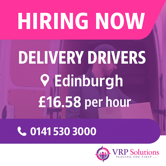 VRP_Solutions_'s tweet photo. 🚚 Delivery Drivers – Edinburgh (Sighthill)

💷 £16.58 per hour | Weekly Pay | Mon–Fri 8–10 am to 5–7 pm

✅ Full-time ongoing contract (NOT self-employed)

📞 Call 0141 530 3000
#HiringNow #DeliveryDriver #EdinburghJobs #VRPSolutions #WeeklyPay https://t.co/3aLsUvI2WY