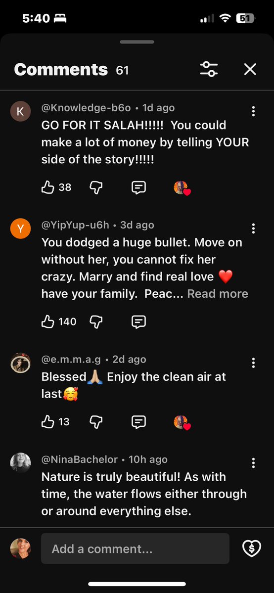 Look at the comments Salah liked..