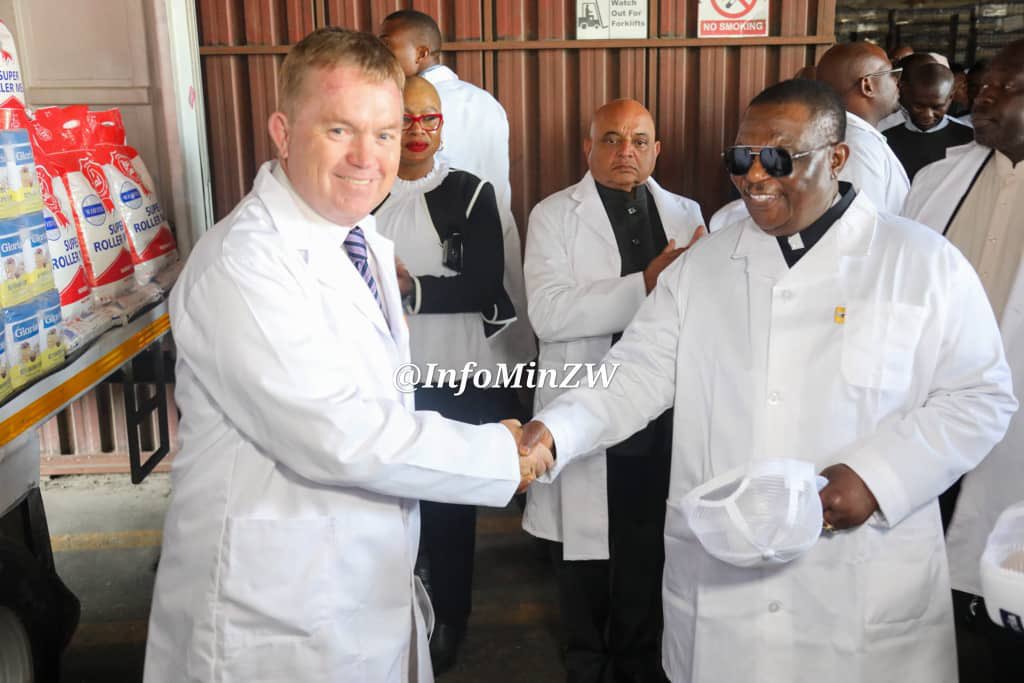 Vice President (Rtd) C.G.D.N. <a href="/gen_cchiwenga/">Constantino Chiwenga</a>, alongside Hon. Judith Ncube &amp; Hon. <a href="/RModiByoSouth/">Raj Modi</a>, toured the new National Foods Wheat Milling Plant, featuring an $8.6 million investment. This facility will boost local food production, create jobs, &amp; enhance food security in Zim.