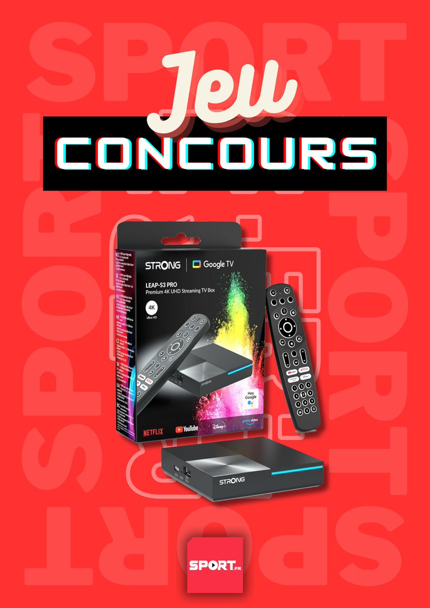 #Concours 🎁 Remportez le superbe boîtier TV Strong Leap-S3 Pro 🤩

➡️sport.fr/football/test-…

Pour participer :
🔴 RT ce post
🔴 Suivre <a href="/FilSport/">Sport.fr</a> 

👉🏼 Insta et FB pour plus de chances

TAS le 17/11 🍀