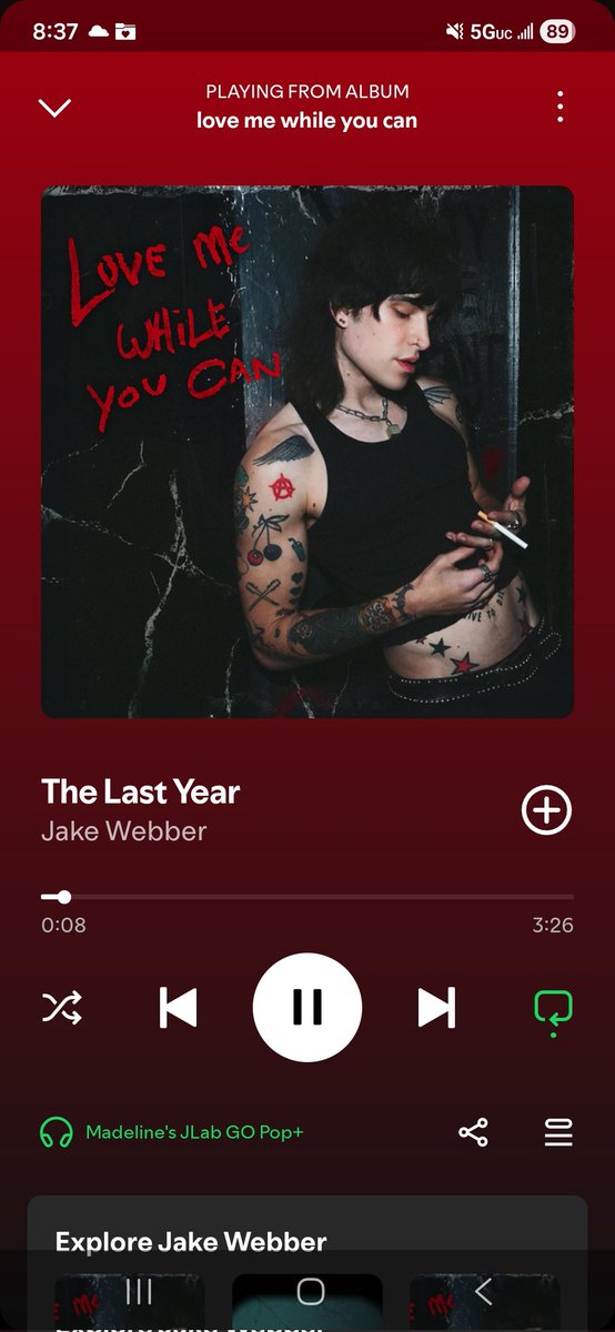 madelineatl's tweet photo. In the middle of a depressive episode (shout out borderpolar) and the only thing that is making me feel ~anything~ is listening to the last year on repeat. Thanks, @jakewebber  for helping me feel something https://t.co/ivMxNT3Ron