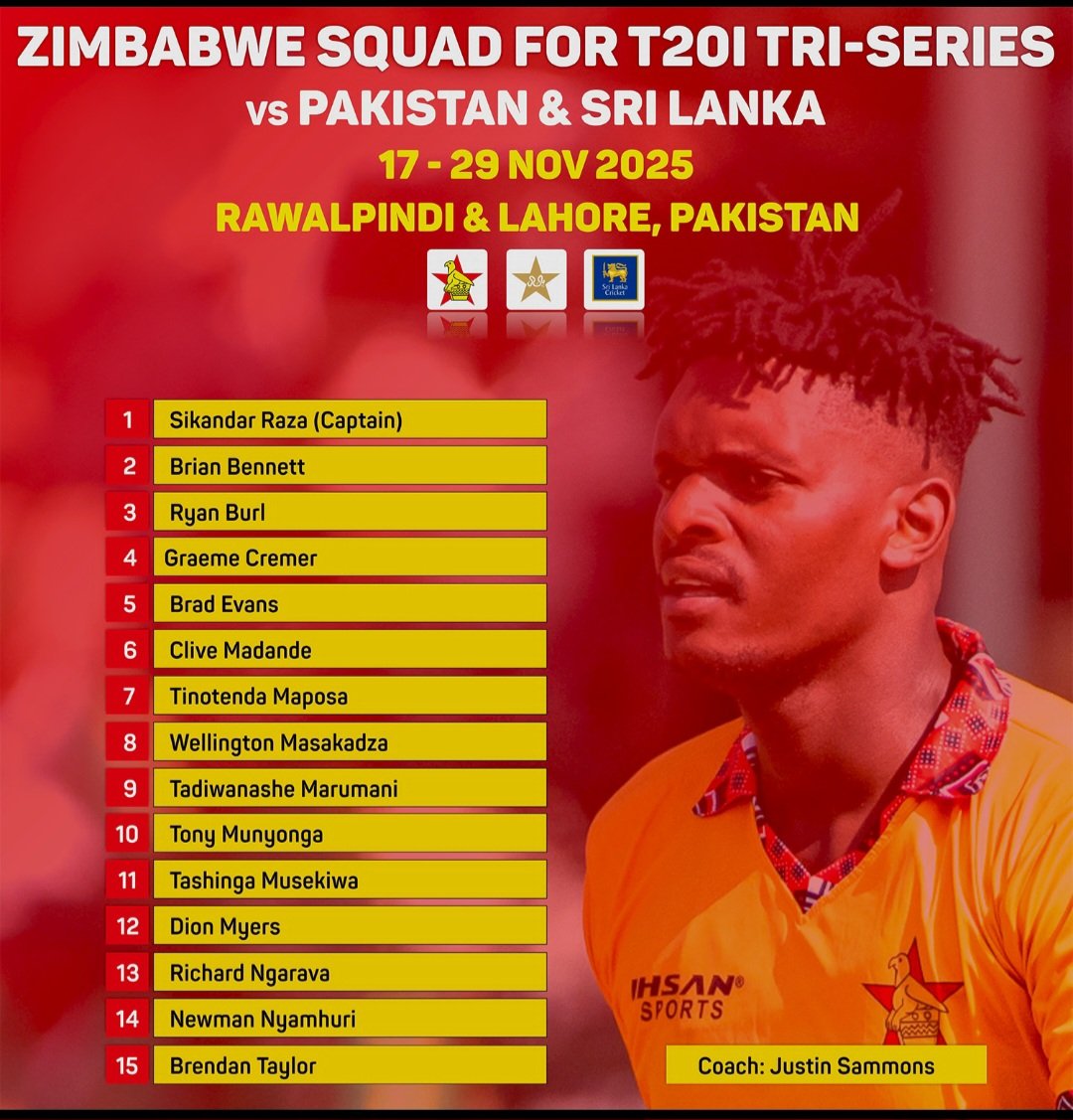 CricWorld099's tweet photo. Zimbabwe Announced squad for the Tri-nation series.
#TriNation_Series #ZIMvsPAK #ZIMvsSL #ZimbabweCricket https://t.co/ie9zLSdbqh